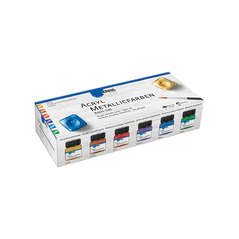 Akrilinių dažų pagrindinis rinkinys, metalinis, 6 x 20 ml