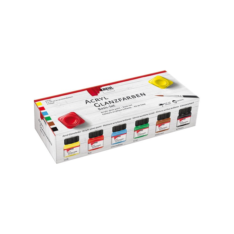 Akrilinių dažų pagrindinis rinkinys, blizgus, 6 x 20 ml